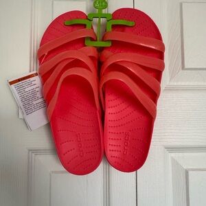 CROCS Vibrant Red crocssplash glossyStrappy Slides size 9